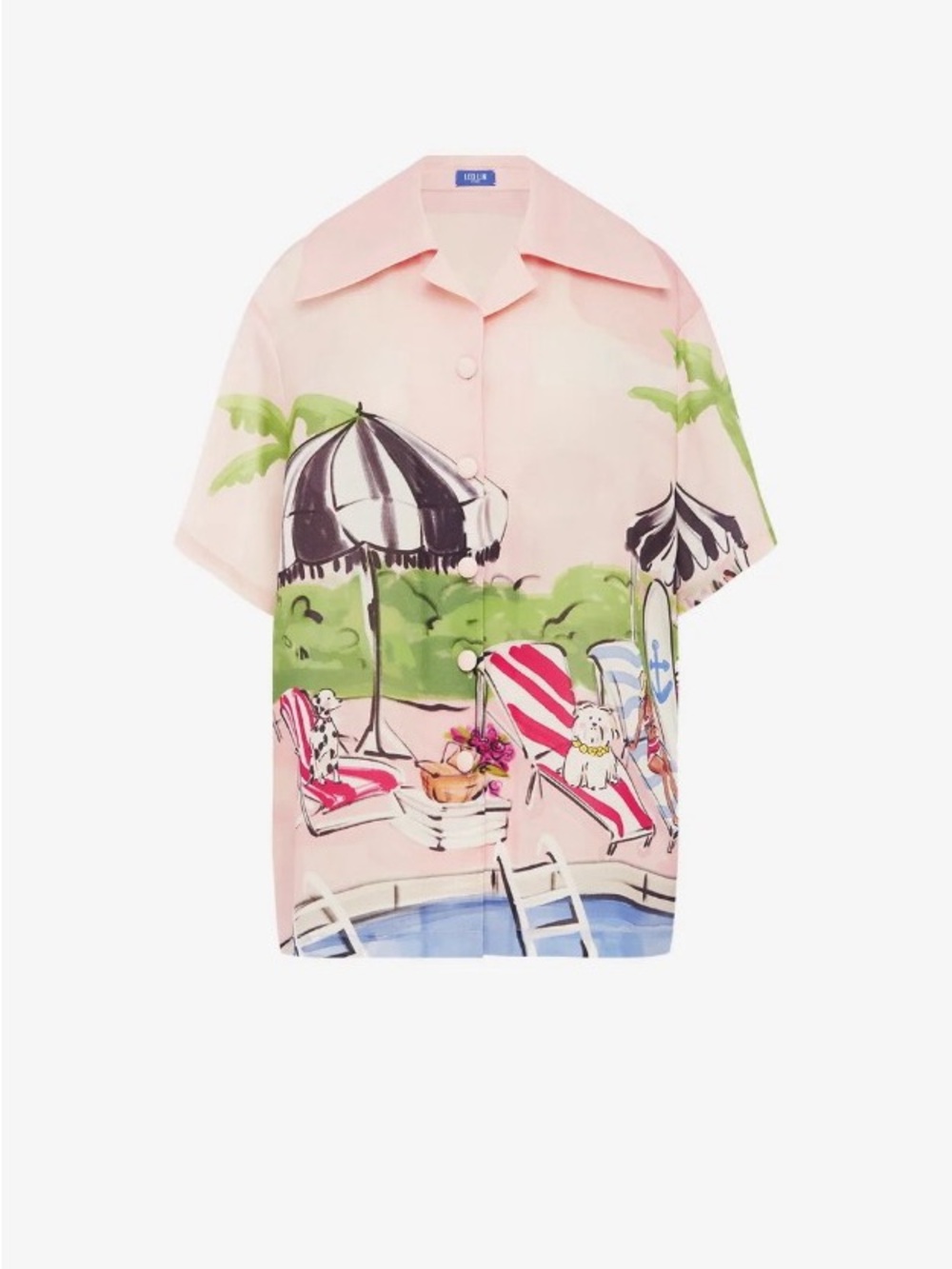 LEO LIN Casey Riviera Pink 100% Silk Short Sleeve Button Up Shirt AU8/US4 NWOT